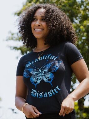 Beautiful Disaster Let go of the past and begin to fly Butterfly tee